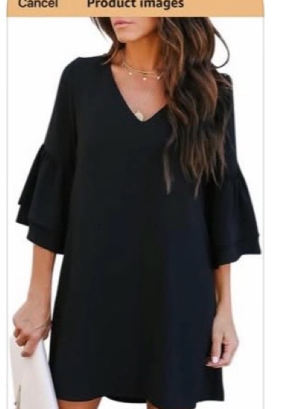 Black V-Neck Ruffle Sleeve Dress - Women